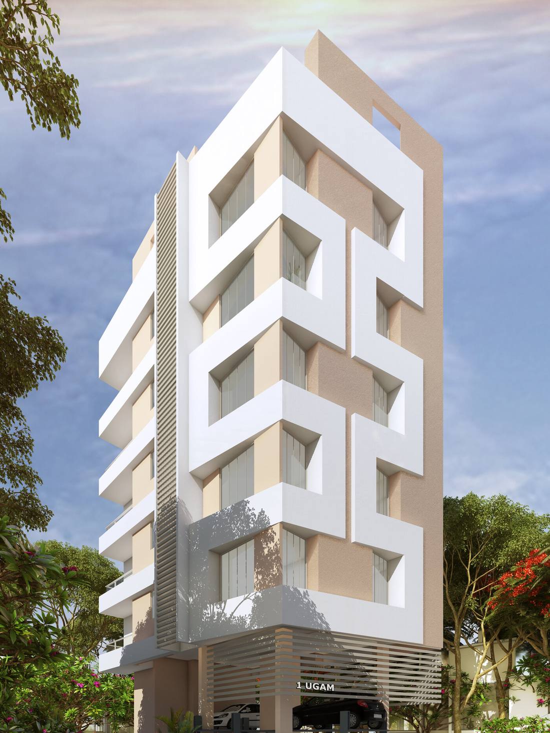 1 Ugam architectural elevation — residential project in Karvenagar, Pune